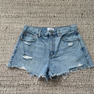 Pistola Frayed Hem Jean Shorts - Light Blue